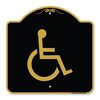 Signmission Designer Series Sign Large Handicapped, Black & Gold Aluminum Sign, 18" x 18", BG-1818-23889 A-DES-BG-1818-23889